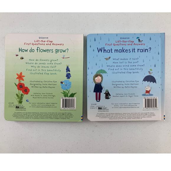 Lot of 2 Usborne Lift The Flap First Questions & Answers Rain Flowers Kids Books - Picture 3 of 7
